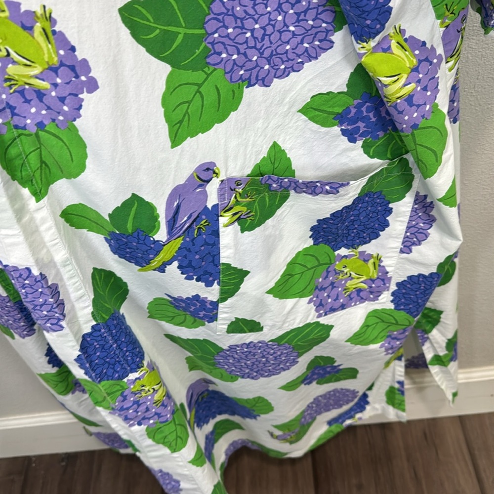 Printfresh Blue and Green hydrangea bird Floral robe and night dress - Picture 5 of 13